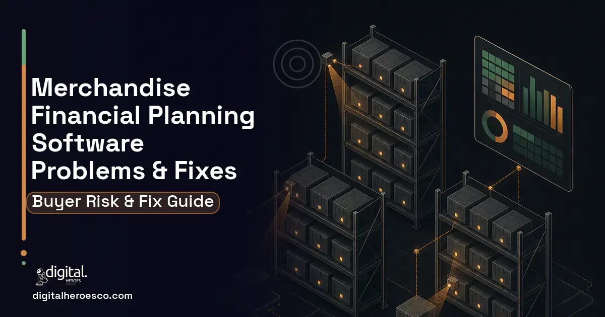Merchandise Financial Planning Software software overview illustration showing common problems and fixes.