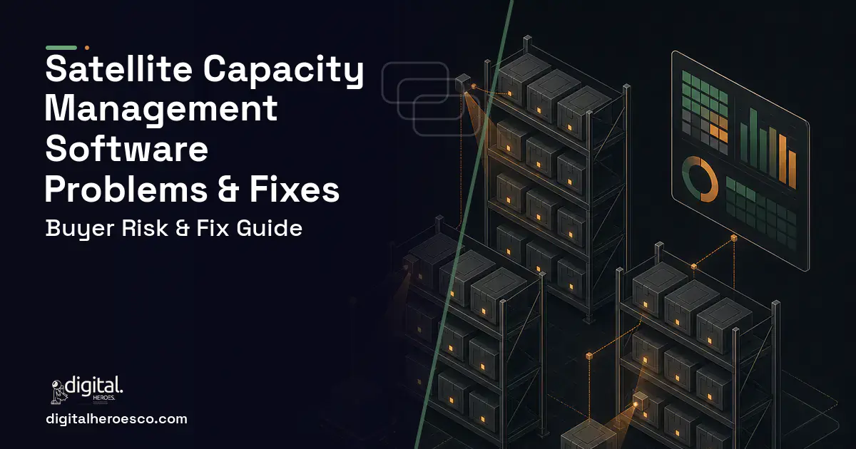 Satellite Capacity Management Software software overview illustration showing common problems and fixes.