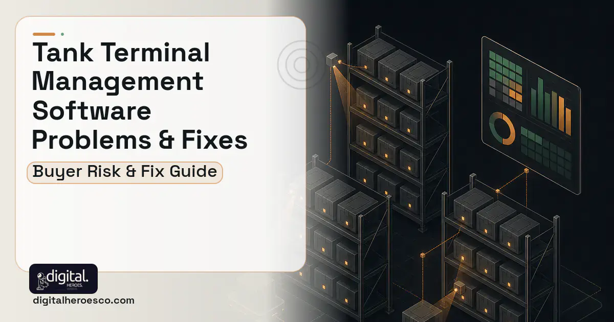 Tank Terminal Management Software software overview illustration showing common problems and fixes.
