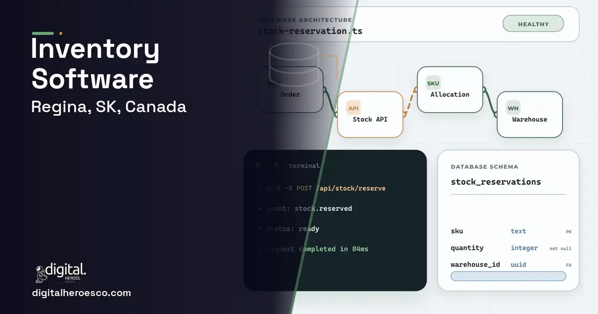 Inventory Software architecture and database illustration for Regina, SK, Canada.