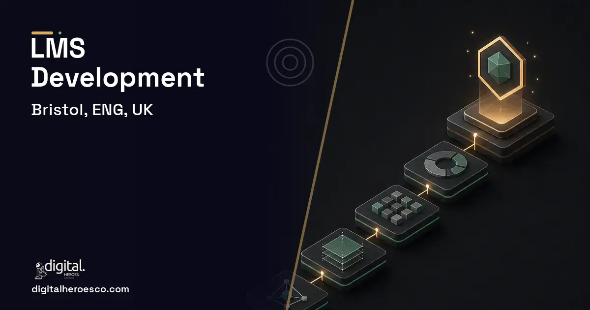LMS Development software overview illustration for Bristol, ENG, UK.