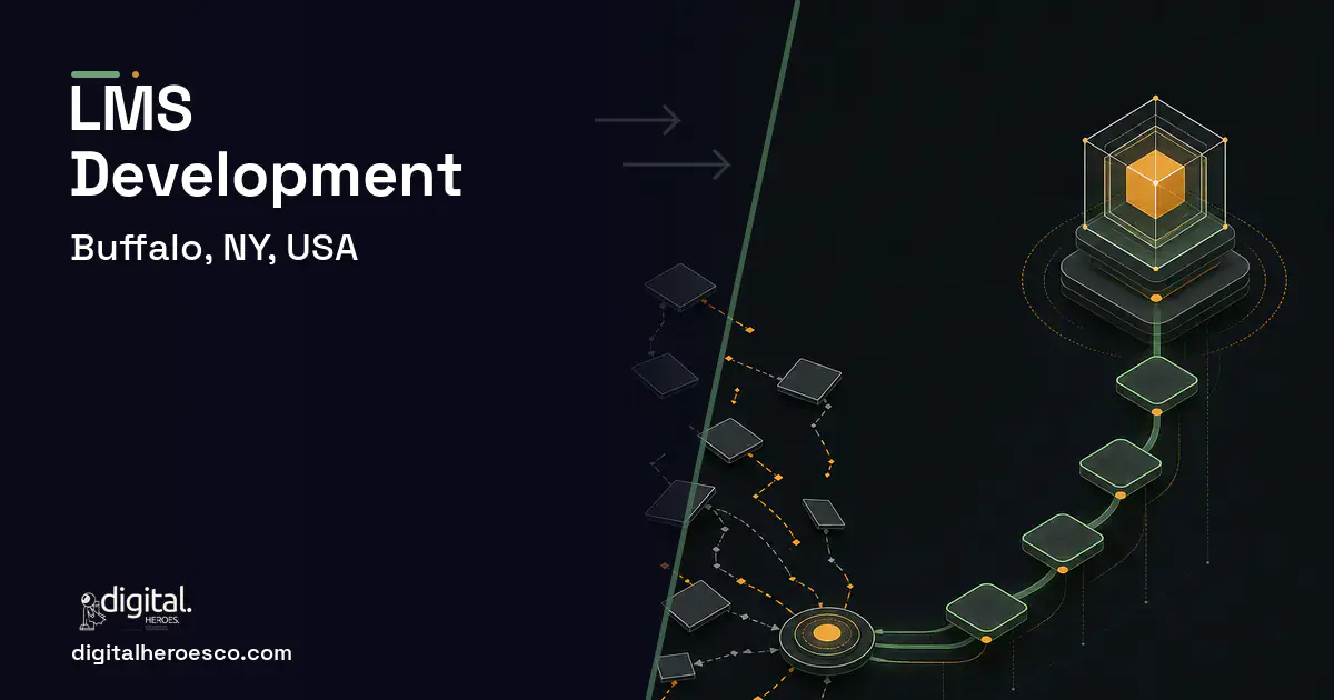 LMS Development workflow illustration for Buffalo, NY, USA.