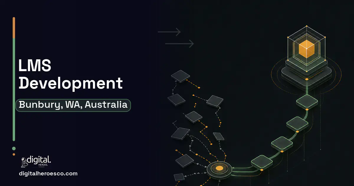 LMS Development workflow illustration for Bunbury, WA, Australia.