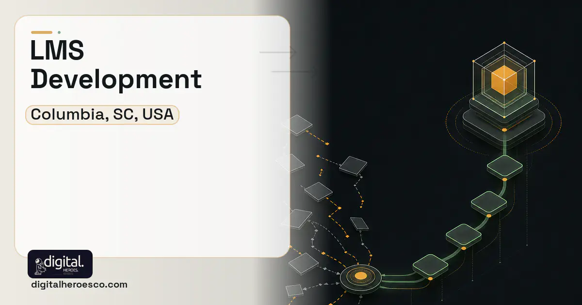 LMS Development workflow illustration for Columbia, SC, USA.