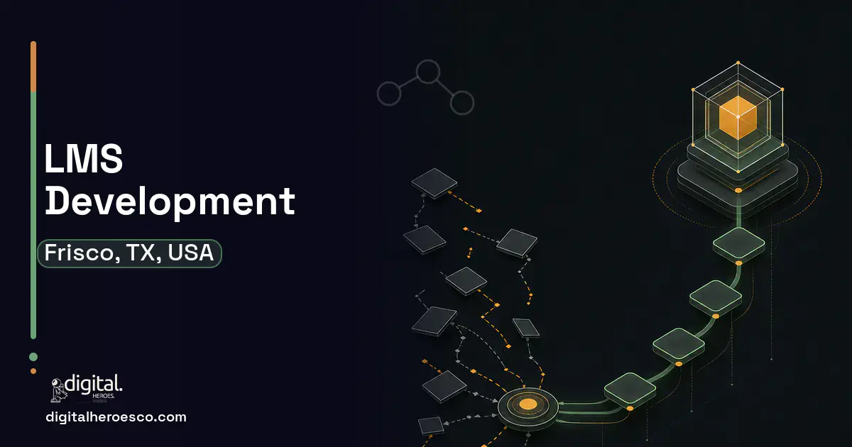 LMS Development workflow illustration for Frisco, TX, USA.