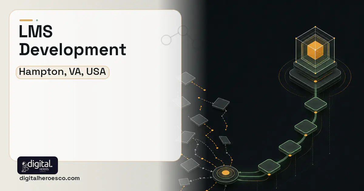 LMS Development workflow illustration for Hampton, VA, USA.