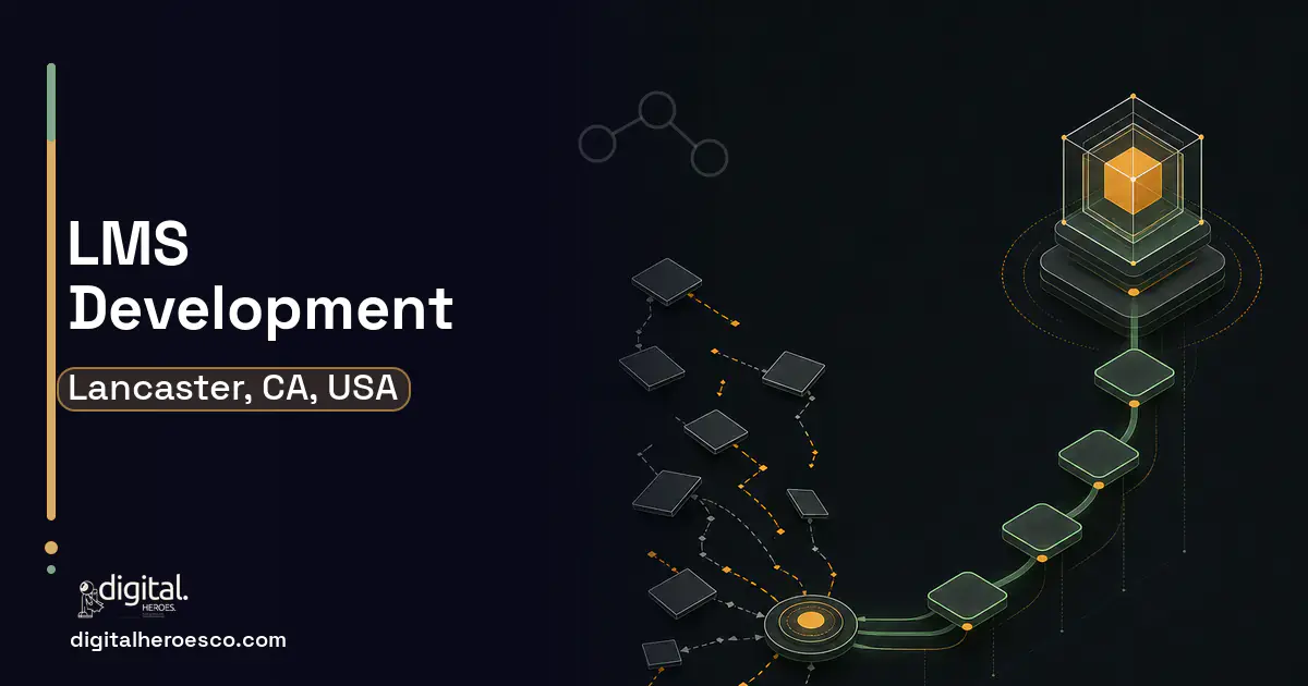 LMS Development workflow illustration for Lancaster, CA, USA.