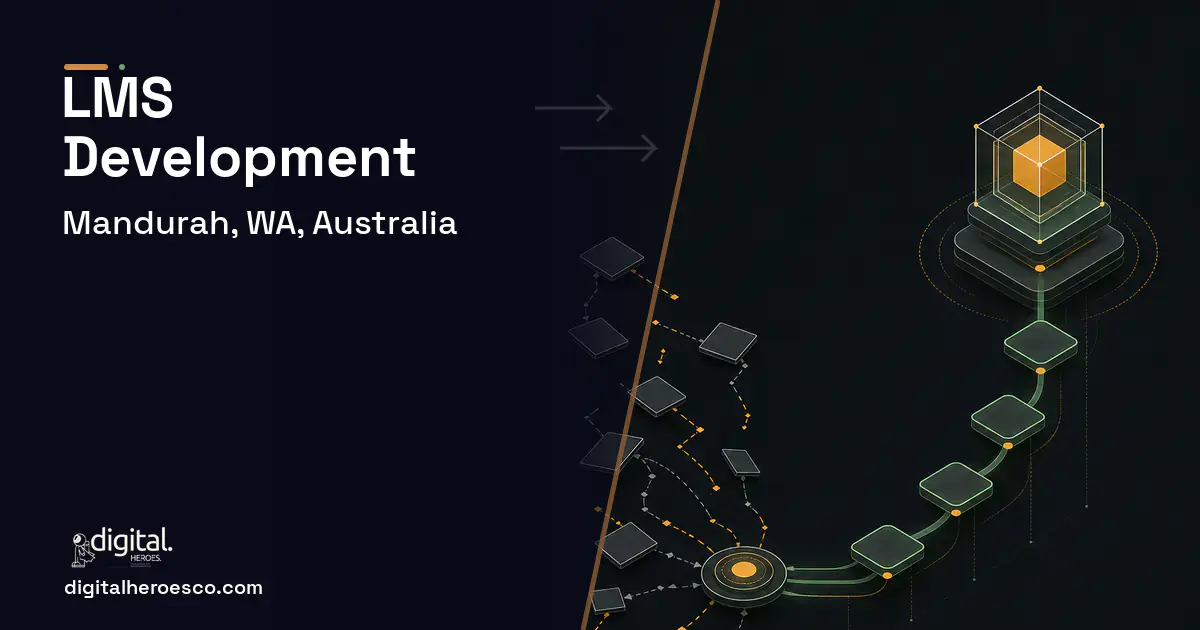 LMS Development workflow illustration for Mandurah, WA, Australia.
