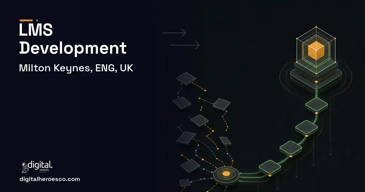 LMS Development workflow illustration for Milton Keynes, ENG, UK.
