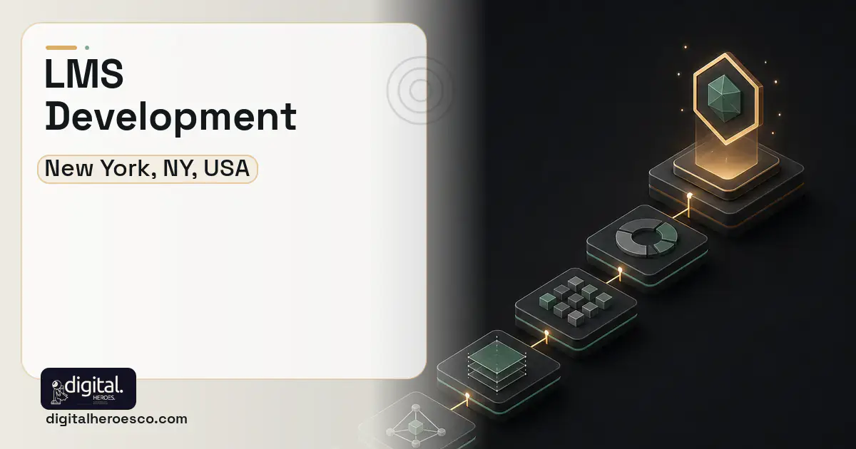 LMS Development software overview illustration for New York, NY, USA.