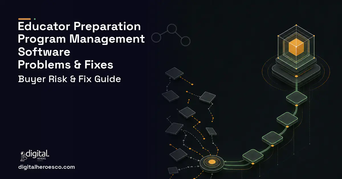 Educator Preparation Program Management Software workflow illustration showing common problems and fixes.