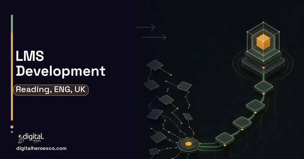 LMS Development workflow illustration for Reading, ENG, UK.