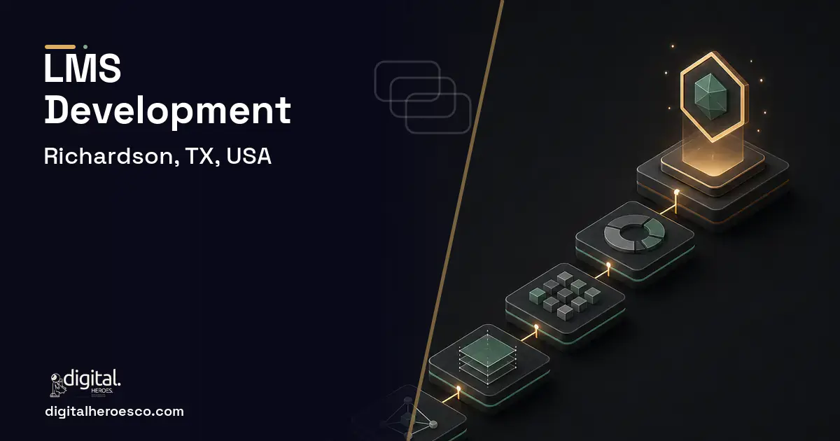 LMS Development software overview illustration for Richardson, TX, USA.