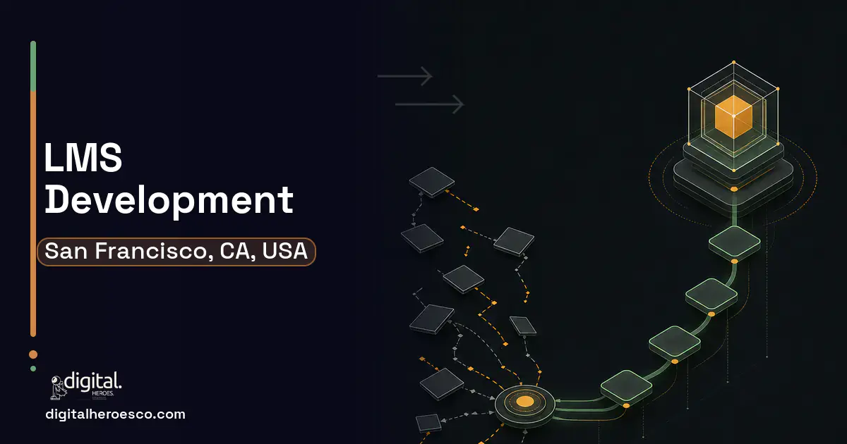 LMS Development workflow illustration for San Francisco, CA, USA.