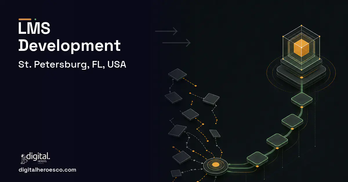 LMS Development workflow illustration for St. Petersburg, FL, USA.