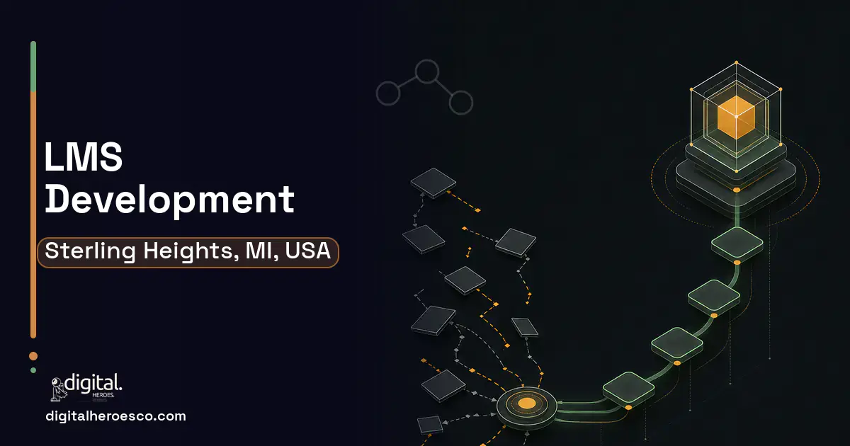 LMS Development workflow illustration for Sterling Heights, MI, USA.