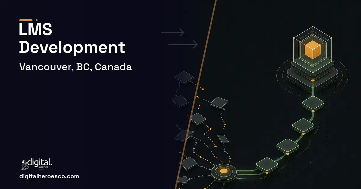 LMS Development workflow illustration for Vancouver, BC, Canada.