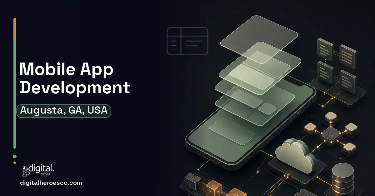 Mobile App Development product interface illustration for Augusta, GA, USA.