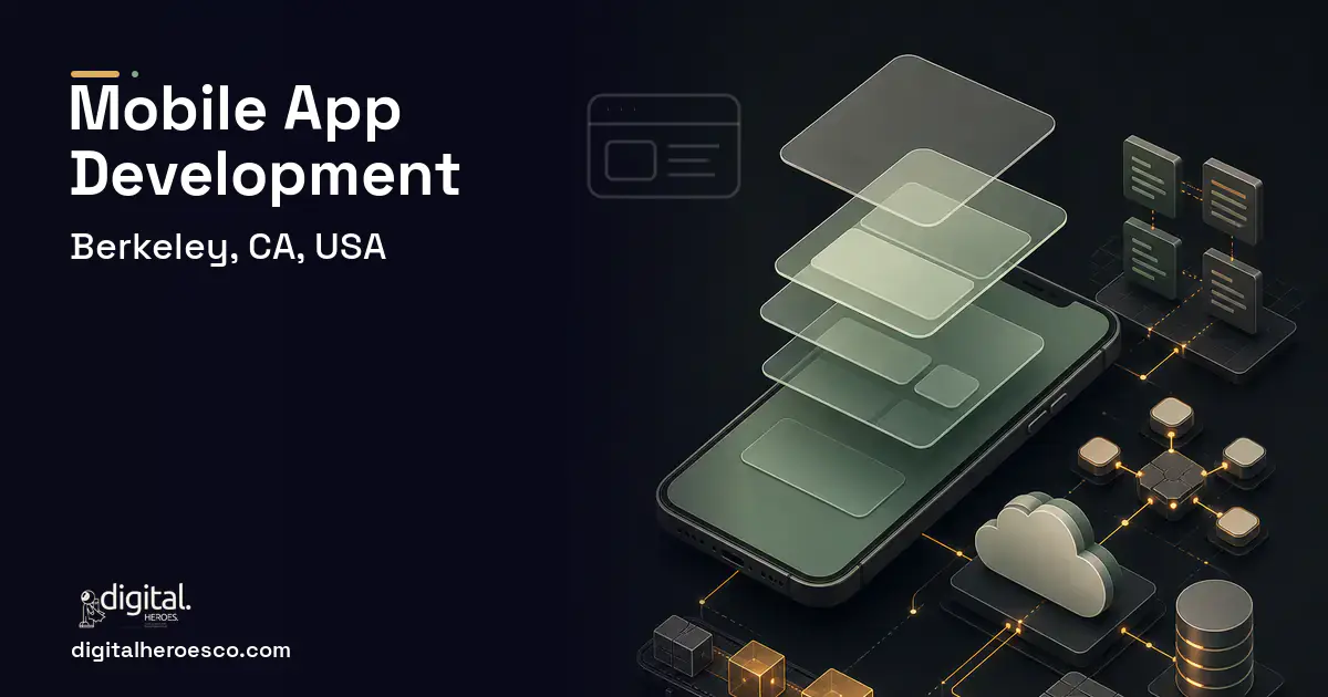 Mobile App Development product interface illustration for Berkeley, CA, USA.