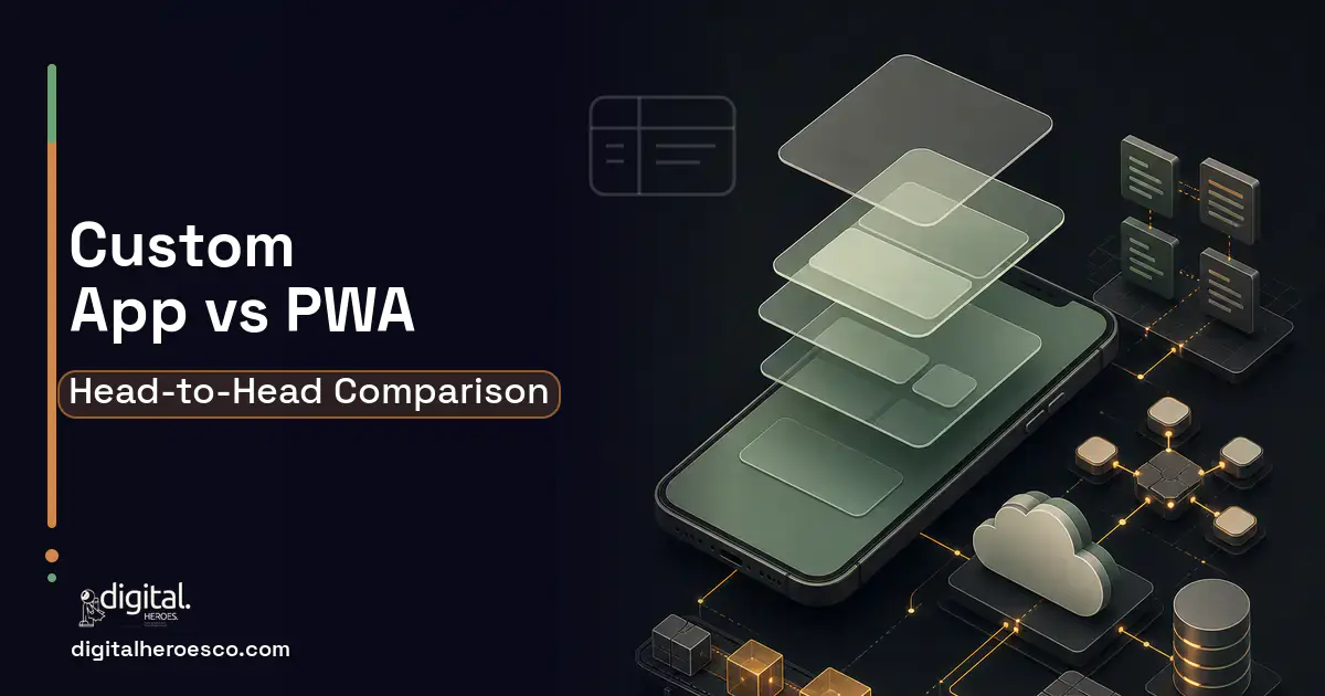 Mobile App Development product interface illustration for Custom Native App vs PWA.
