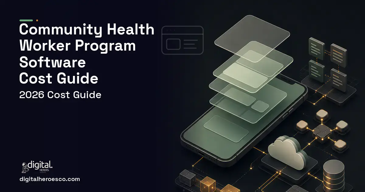 Mobile App Development product interface illustration for Community Health Worker Program Software Cost Guide.