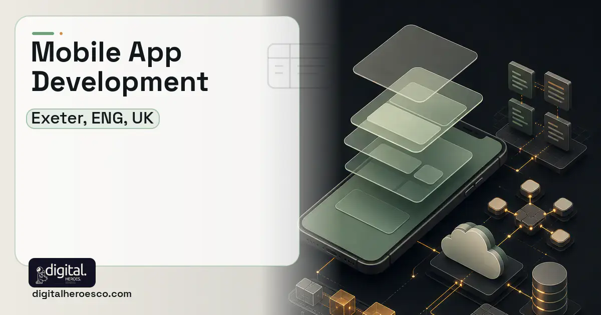 Mobile App Development product interface illustration for Exeter, ENG, UK.