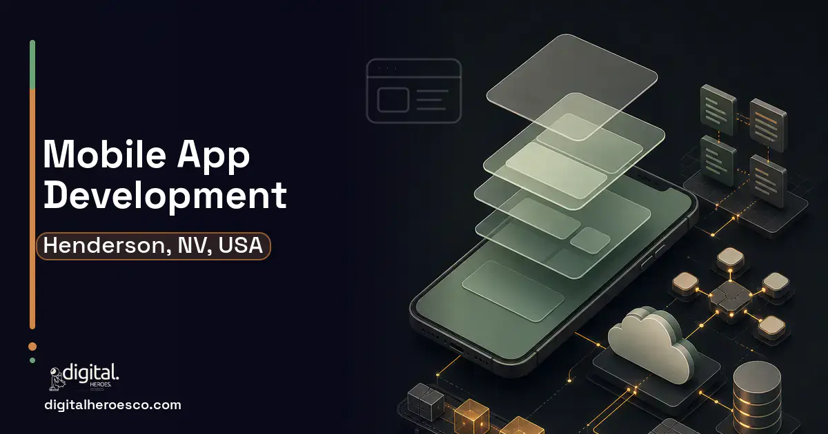 Mobile App Development product interface illustration for Henderson, NV, USA.