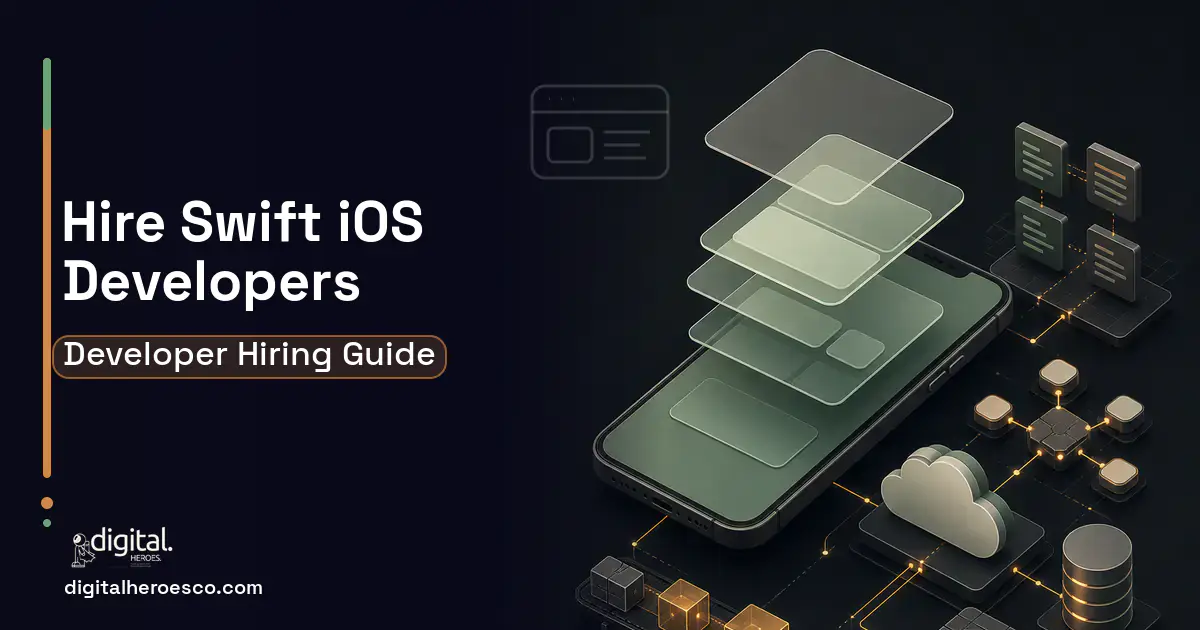 Mobile App Development product interface illustration for Hire Swift and iOS Developers.