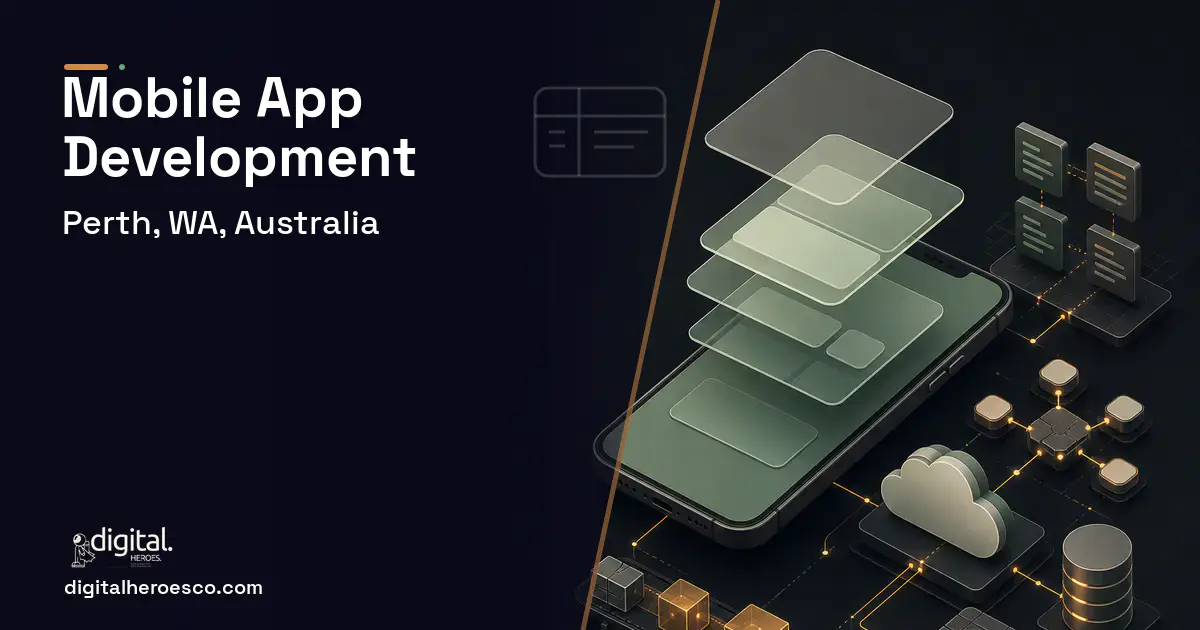 Mobile App Development product interface illustration for Perth, WA, Australia.