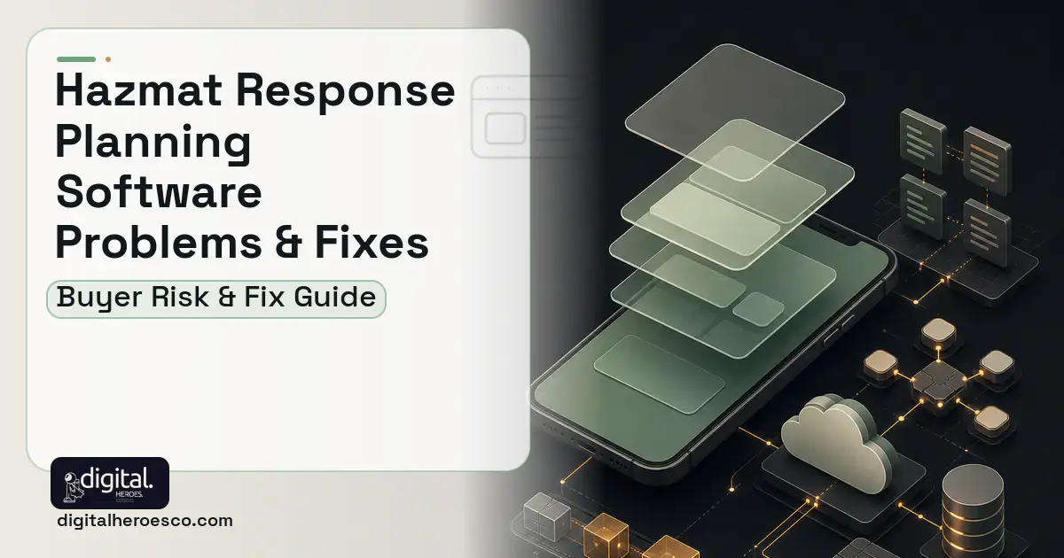 Hazmat Response Planning Software product interface illustration showing common problems and fixes.