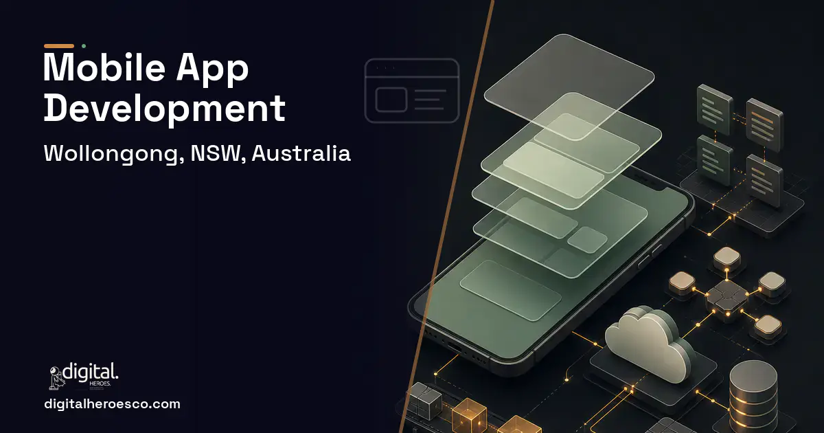 Mobile App Development product interface illustration for Wollongong, NSW, Australia.