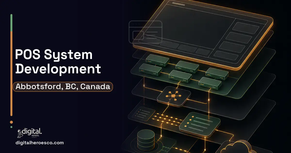 POS System Development product interface illustration for Abbotsford, BC, Canada.