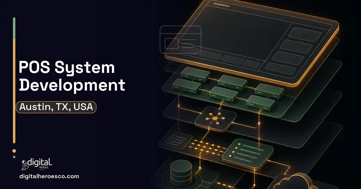 POS System Development product interface illustration for Austin, TX, USA.
