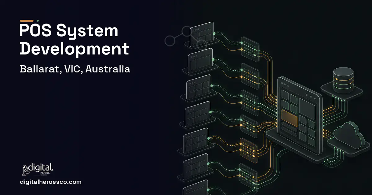 POS System Development workflow illustration for Ballarat, VIC, Australia.