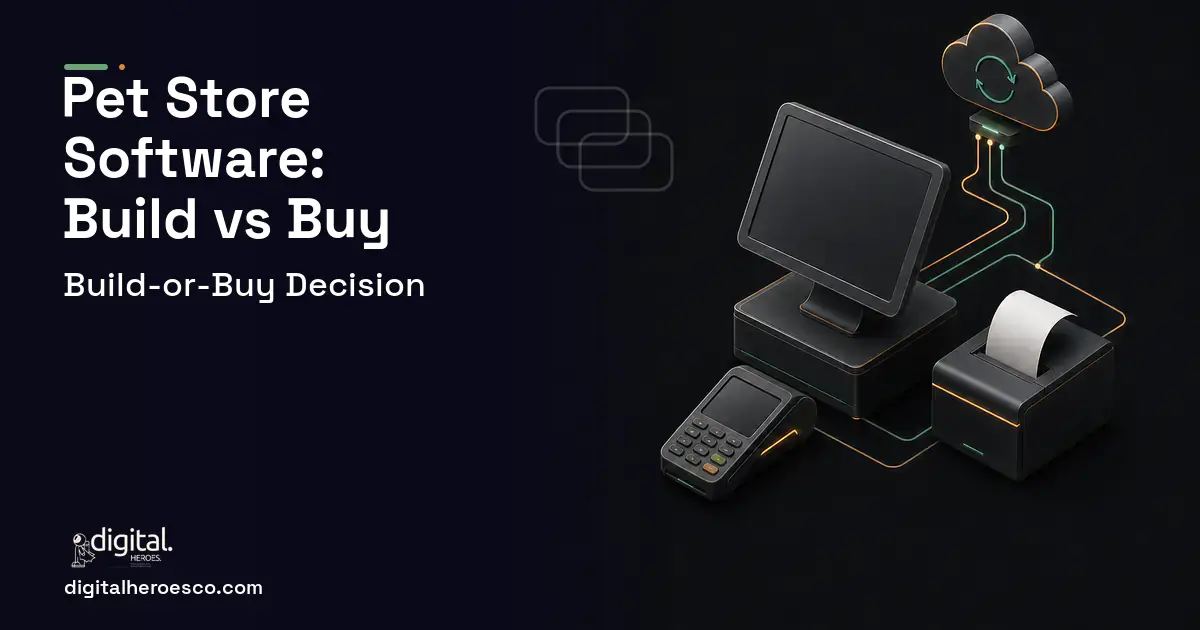 POS System Development software overview illustration for PET Store Software Build vs Buy Guide.