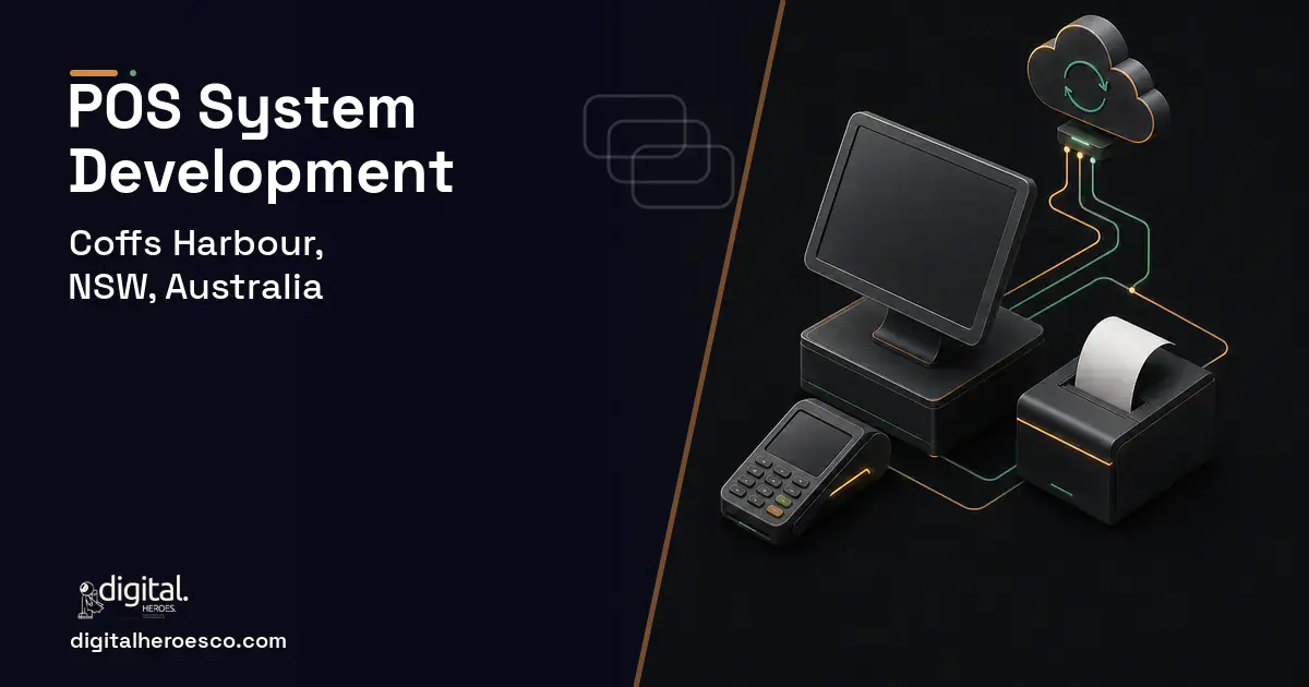POS System Development software overview illustration for Coffs Harbour, NSW, Australia.