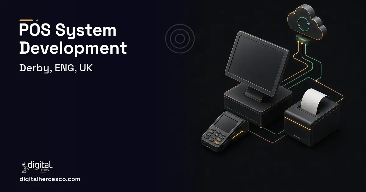 POS System Development software overview illustration for Derby, ENG, UK.