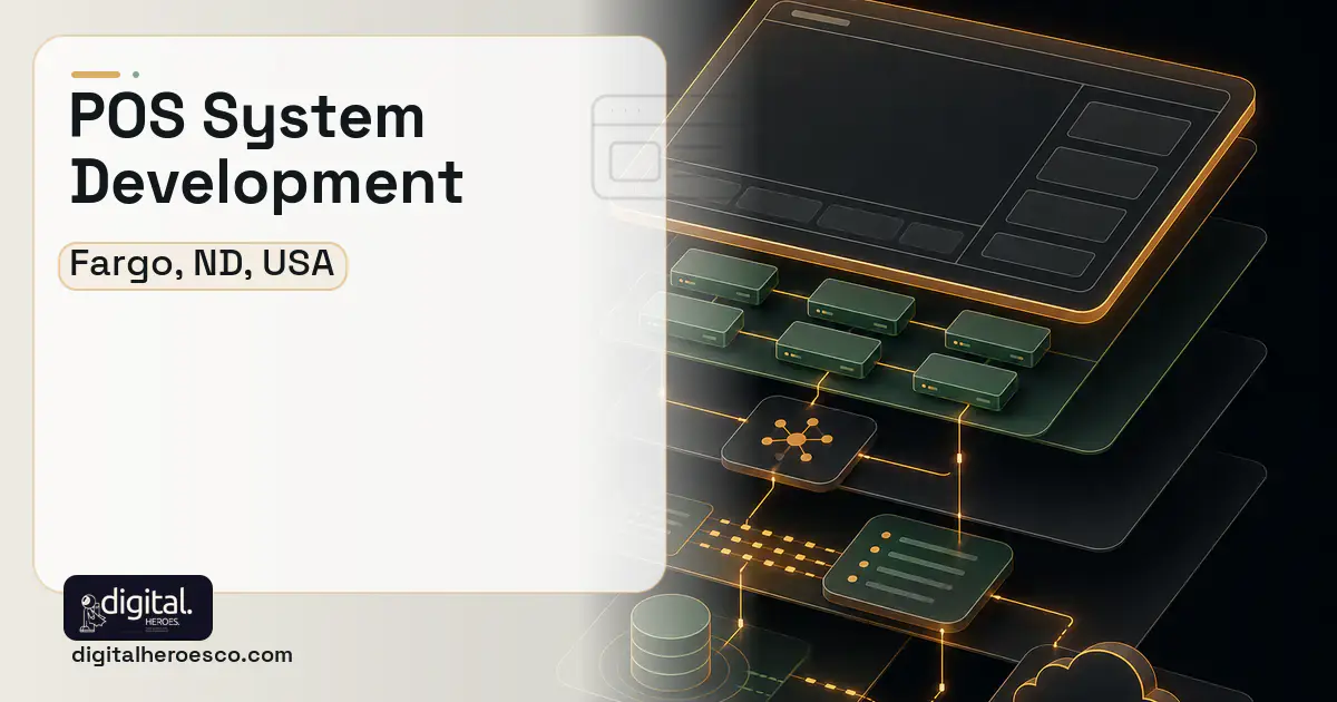 POS System Development product interface illustration for Fargo, ND, USA.