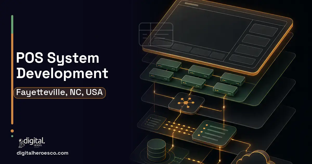 POS System Development product interface illustration for Fayetteville, NC, USA.