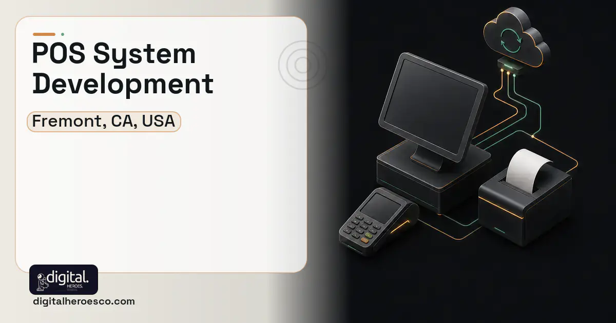 POS System Development software overview illustration for Fremont, CA, USA.