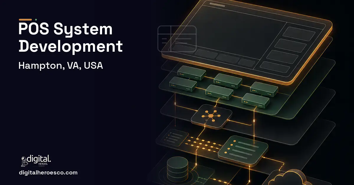 POS System Development product interface illustration for Hampton, VA, USA.