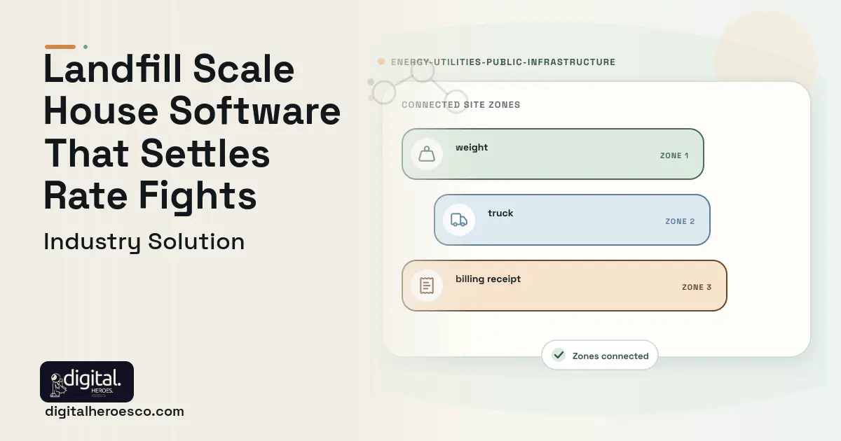Landfill Scale House software visual showing weight, truck, and billing receipt.