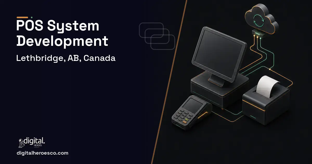 POS System Development software overview illustration for Lethbridge, AB, Canada.