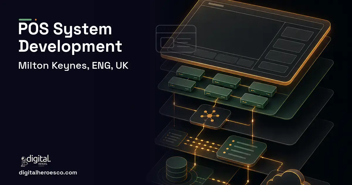 POS System Development product interface illustration for Milton Keynes, ENG, UK.
