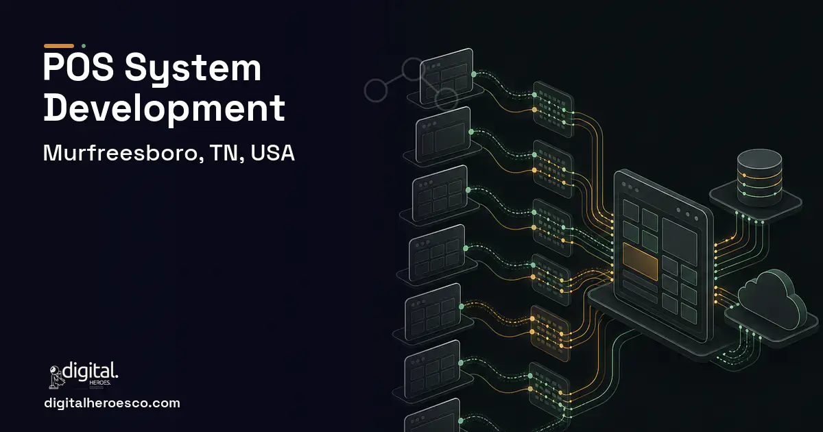 POS System Development workflow illustration for Murfreesboro, TN, USA.