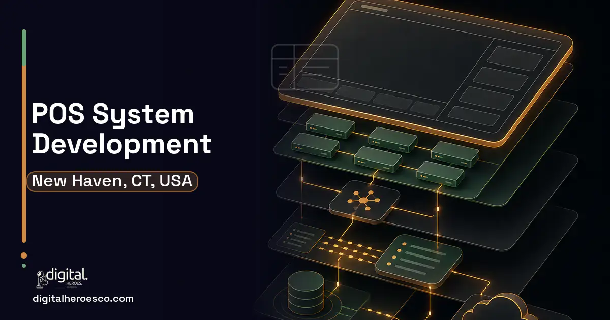 POS System Development product interface illustration for New Haven, CT, USA.