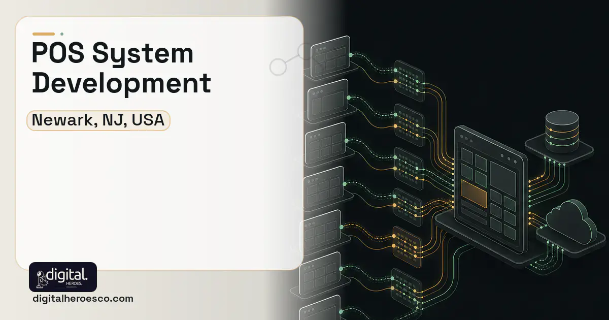 POS System Development workflow illustration for Newark, NJ, USA.
