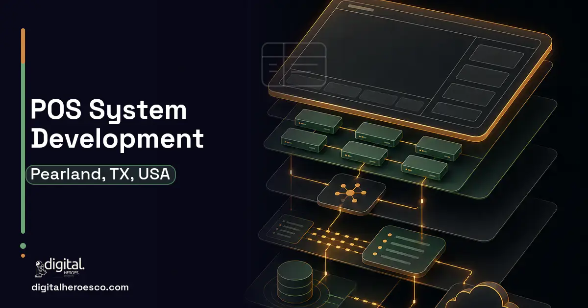 POS System Development product interface illustration for Pearland, TX, USA.