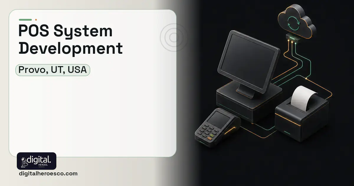 POS System Development software overview illustration for Provo, UT, USA.