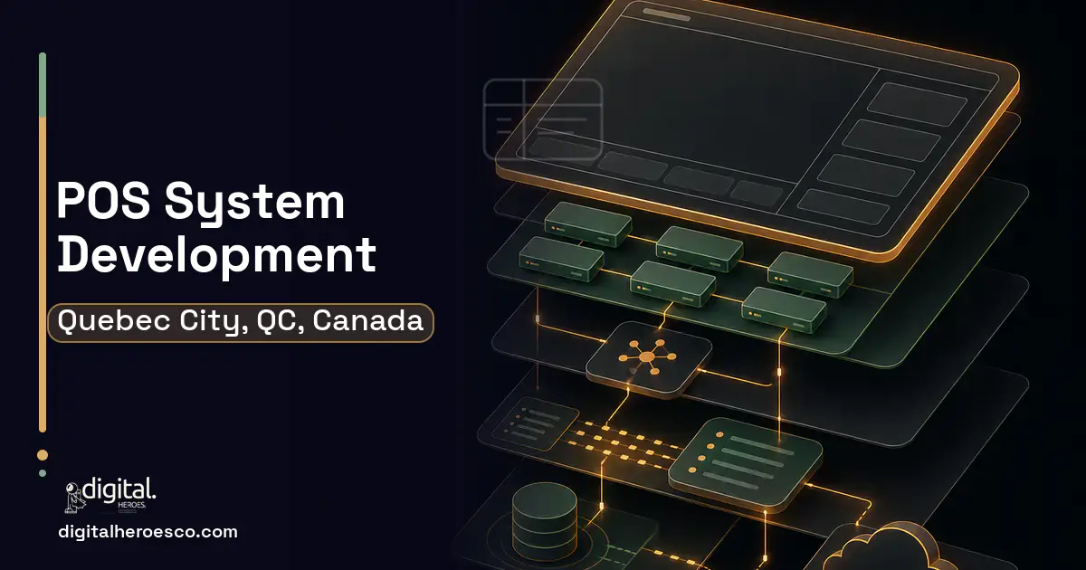 POS System Development product interface illustration for Quebec City, QC, Canada.